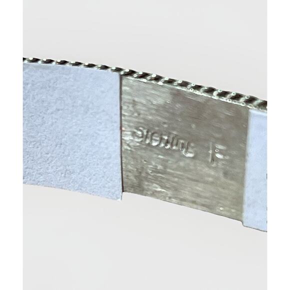 Navajo Handmade Sterling Silver White Buffalo Inlay Cuff Bracelet by F Yazzie - Picture 10 of 16